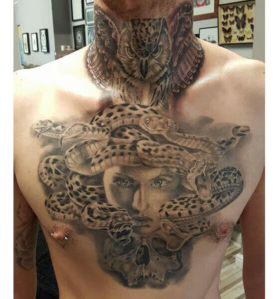 Medusa Tattoo on Chest