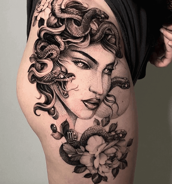 Medusa Tattoo on Hip
