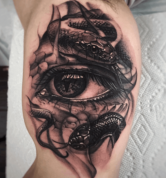 Medusa eye tattoo