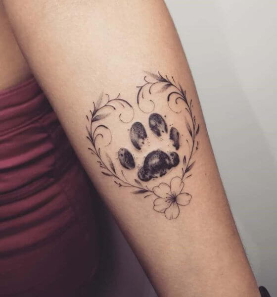Paw tattoo with heart
