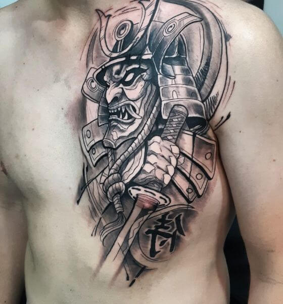 Samurai Holding Sword Tattoo