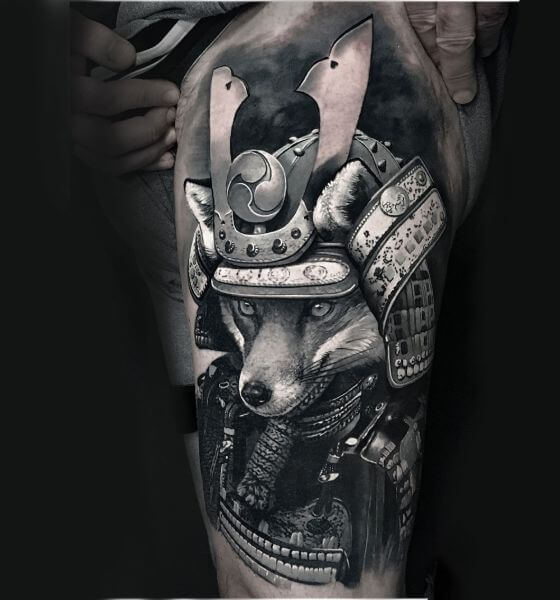 Samurai fox tattoo