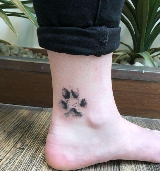 Shoe Print Paw Tattoo on Ankle