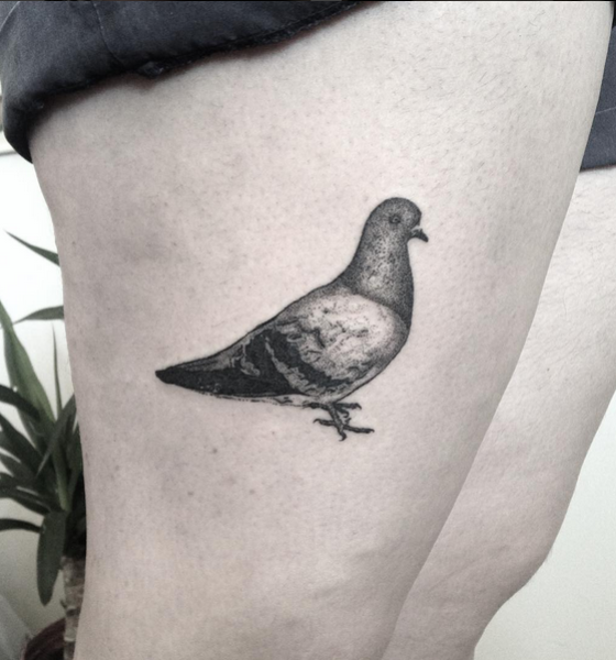 Simple Dove Tattoo on Thigh