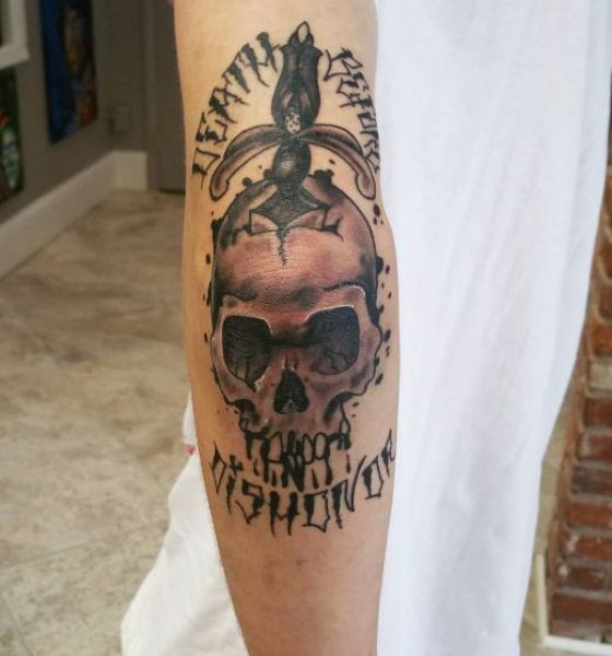 Skull Tattoo on Elbow for Men