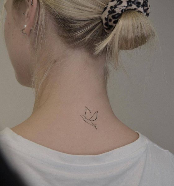 Small Dove Tattoo on Nape