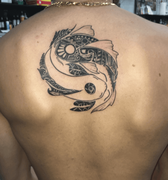 Tribal Koi Tattoo on Back