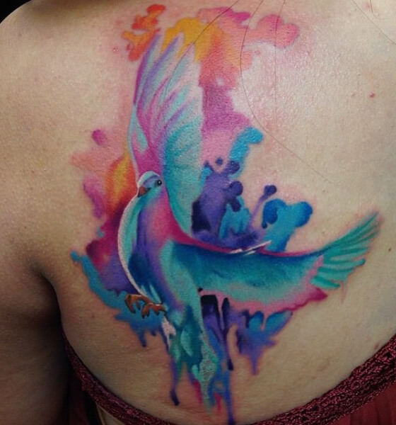 Watercolor Dove Tattoo Design