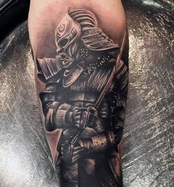 forearm samurai tattoo