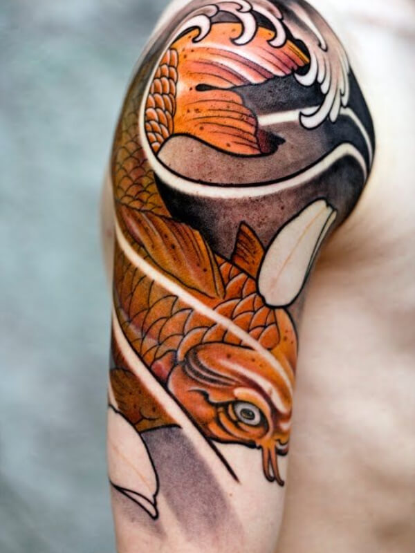 half sleeve koi fish tattoo