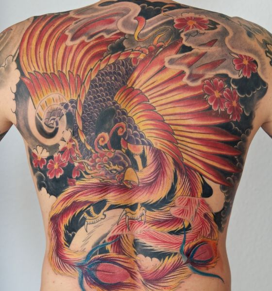 Amazing Phoenix Tattoo on Back