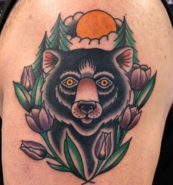 American Traditional Bear Tattoo