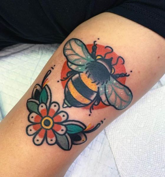 American Traditional Bee Tattoo Design