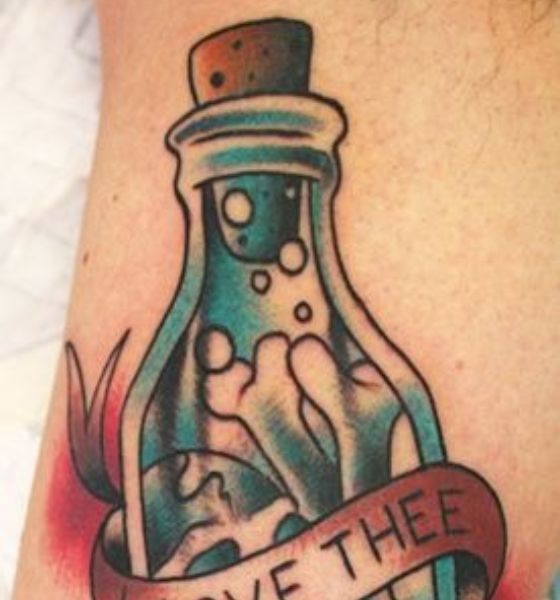 American Traditional Bottle Tattoo