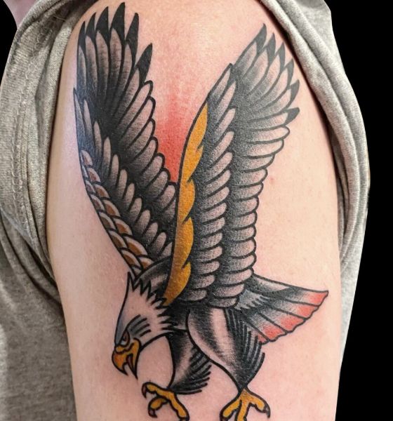American Traditional Eagle Tattoo on Shoulder