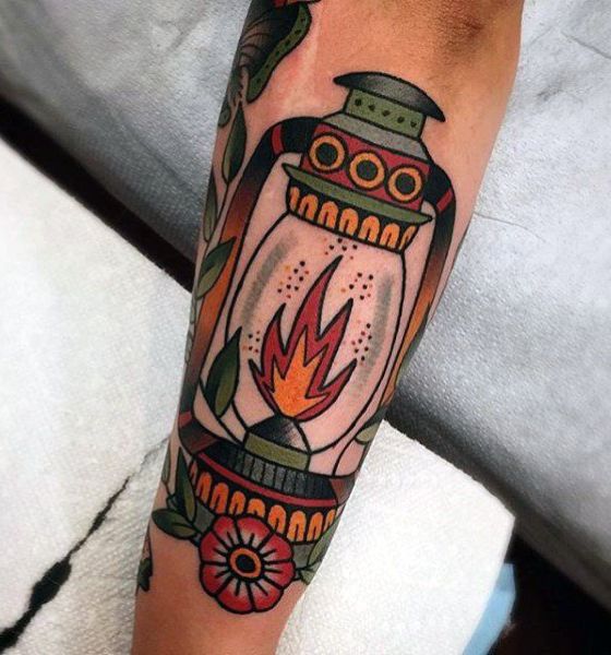 American Traditional Lantern Tattoo