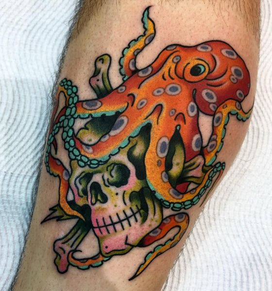 American Traditional Octopus Tattoo Design