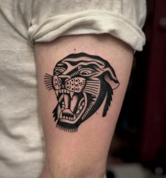 American Traditional Panther Tattoo Designs for Men