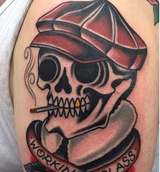 American Traditional Skull Tattoo Design