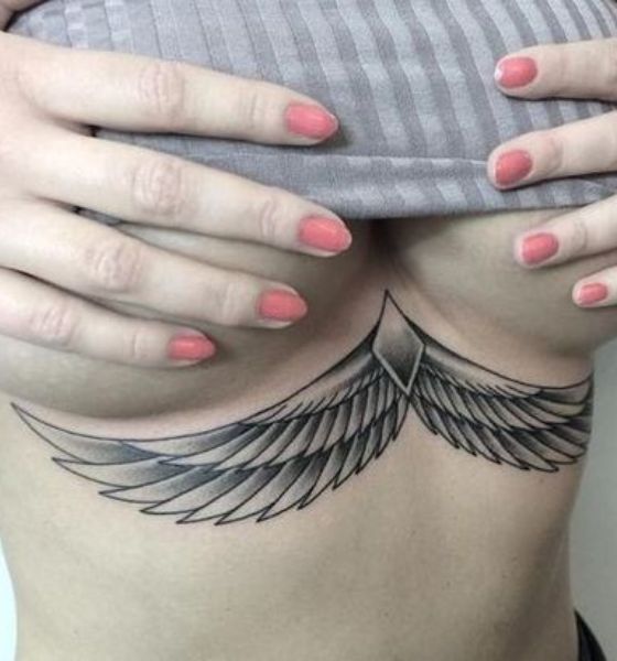 Angel Wing Tattoo Design for Underboob