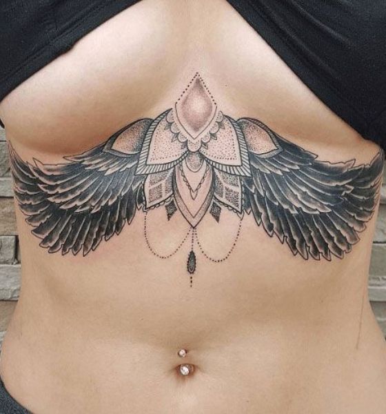 Angel Wings Tattoo Design on Underboob