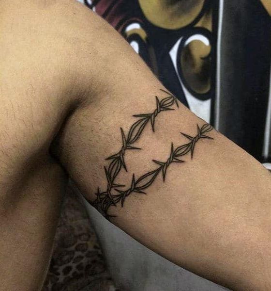 Barbed Wire Tattoo Design on Inner Bicep