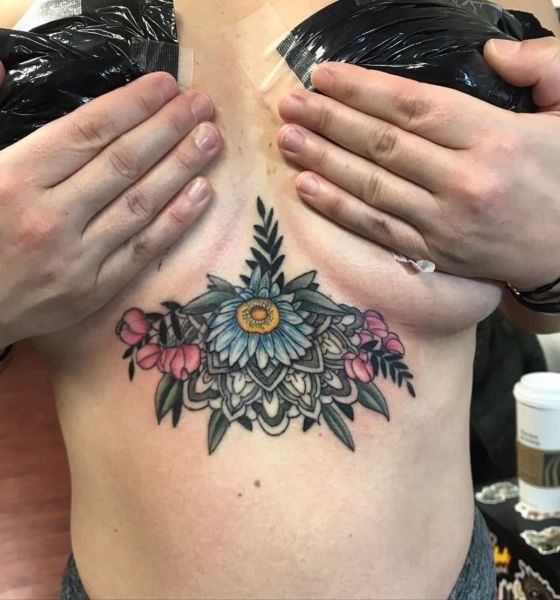 Beautiful Flower Tattoo Designs on Underboob