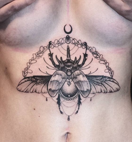 Beetle Tattoo Design on Under Breast