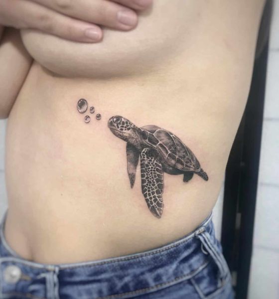 Best Turtle Tattoo Design on Rib