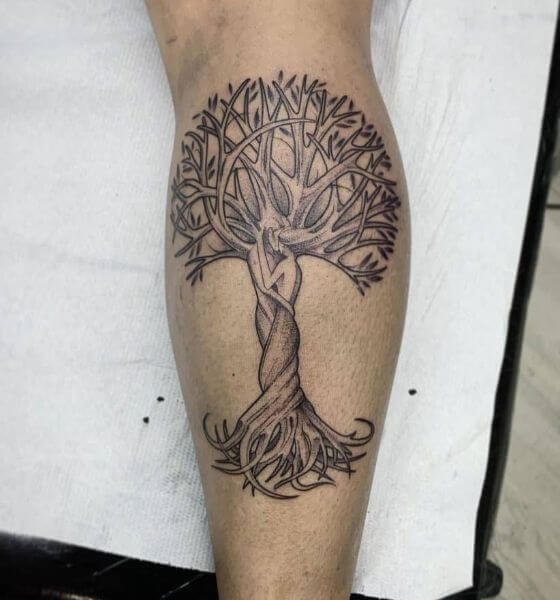 Black Ink Tree of Life Tattoo Design