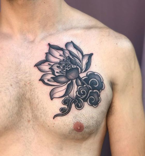 Black Lotus Tattoo on Chest