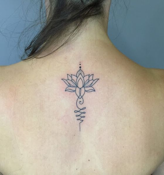 Black Lotus Tattoo with a Unalome