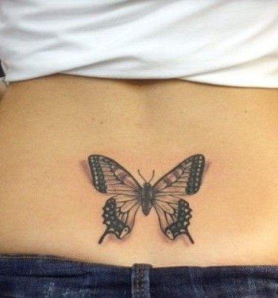 Butterfly Tattoo Design on Lower Back for Women