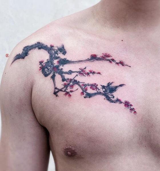 Cherry Blossom Tattoo Design for Men