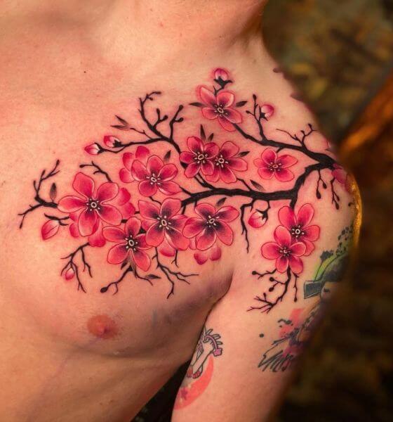 Cherry Blossom Tattoo on Shoulder