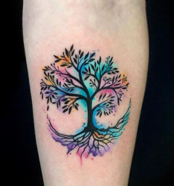 Colorful Tree Of Life Tattoo Design