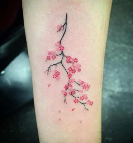 Dainty cherry blossom tattoo