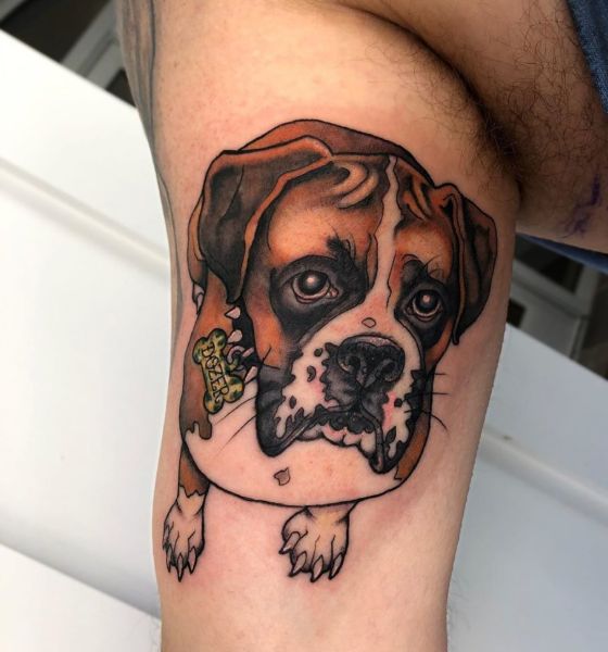 Doggy Tattoo on Inner Bicep
