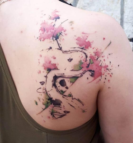 Faded Watercolor Cherry Blossom Tattoo