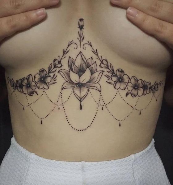 Flower Tattoo Design on Underboob