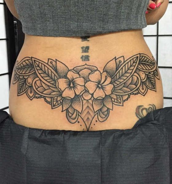 Flower Tattoo on Lower Back for Female