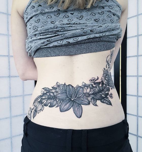 Flower Tattoo on Lower Back for Women