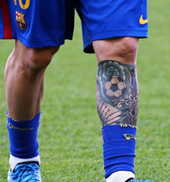 Football Tattoo on Messi's Leg