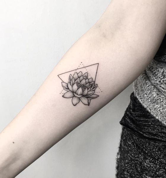 Geometric Black Lotus Tattoo Design