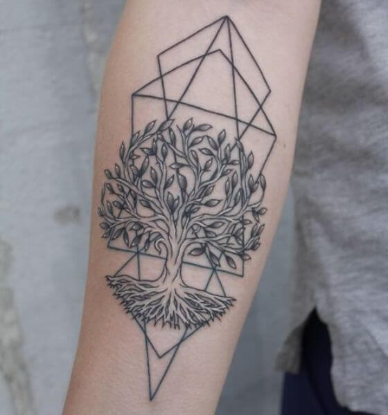Geometric Tree Of Life Tattoo on Forearm