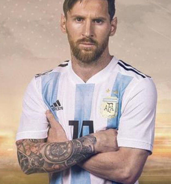 Giant Clock Tattoo on Messi's Sleeve