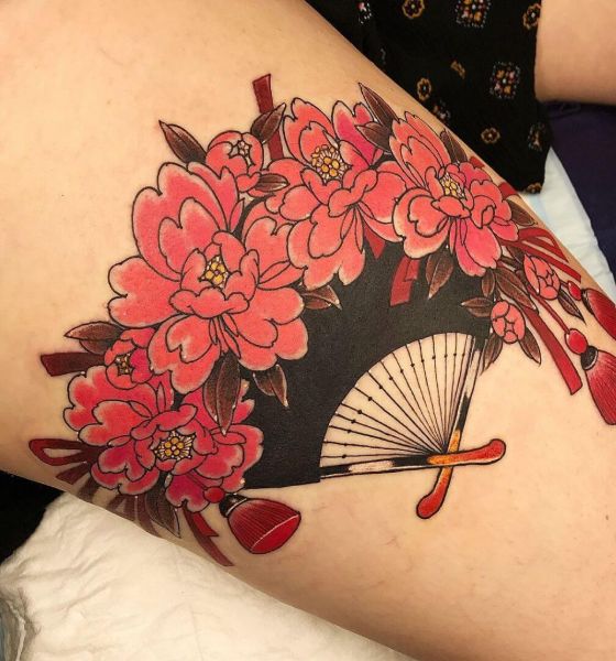 Sunset Tattoo  Scenic Japanese Fan tattoo by Horiyama