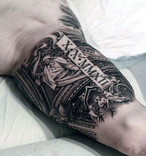 Grayscale Inner Bicep Tattoo