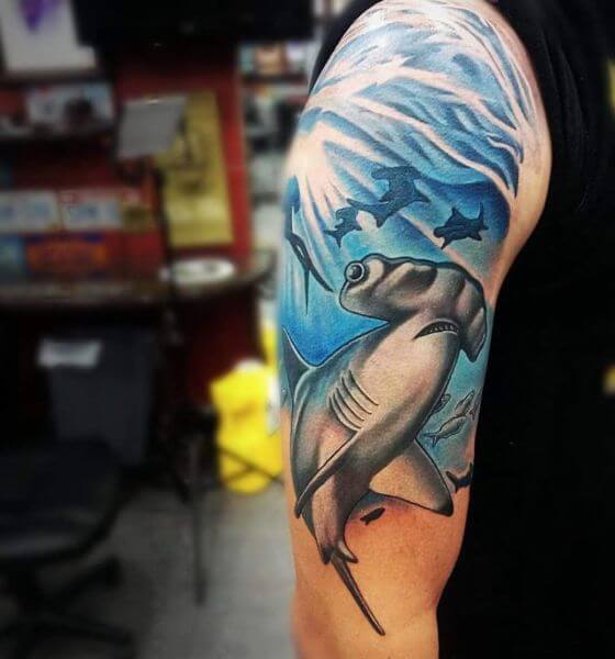 Hammerhead Shark Tattoo Design on Bicep