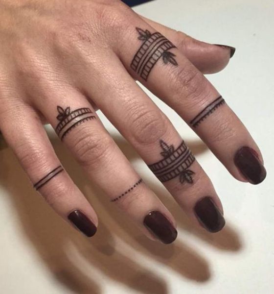 Highly Detailed Finger Tattoo Design for Female